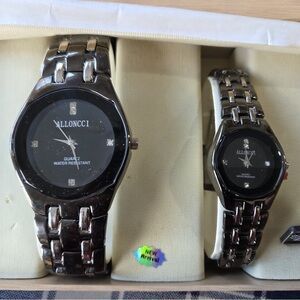 ALLONCCI Matching His & Hers Wristwatch Set | Quartz | Black Dial | Boxed